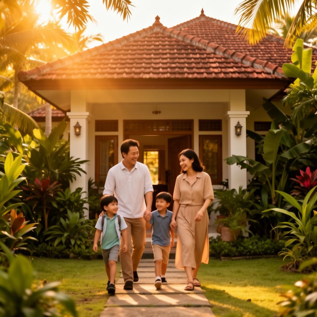 Family settling into their new home in Malaysia